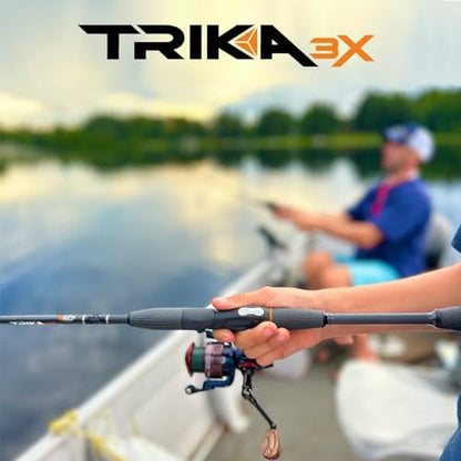 TRIKA 3X Carbon Rod Carbon Weave Rod for Extra Sensitive Vibration | Longer Casting | Lightweight Freshwater Fishing Pole - style: Spinning 6' Lite/Fast 1pc.