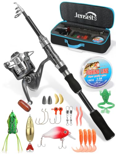 6Ft Fishing Rod and Reel Combo - 24T Carbon Fiber Telescopic Fishing Pole with Spinning Reel 5.2:1 Gear Ratio - Fishing Kit with Lures, Line, Fish Gripper, Plier & Carrier Bag for Beginner Adults - size: 6FT-Full Kit