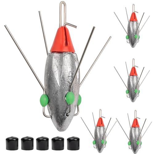 THKFISH 5 Pcs Sputnik Sinkers Surf Fishing Weight, Heavy-Duty Long Tail Lead Weights Saltwater Surf Casting Sinkers, Catfishing, and Beach Adventures in Ocean Sea Sand - size: 5oz-5pcs