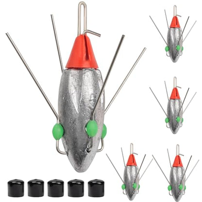 THKFISH 5 Pcs Sputnik Sinkers Surf Fishing Weight, Heavy-Duty Long Tail Lead Weights Saltwater Surf Casting Sinkers, Catfishing, and Beach Adventures in Ocean Sea Sand - size: 5oz-5pcs