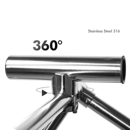 Fishing Rod Holders for Boat, 2 Pack Stainless Steel 316 Rail Mount Adjustable 360°Rotating Rod Holders for Fishing Boat, Marine Grade Clamp on Boat Rod Pole Holder