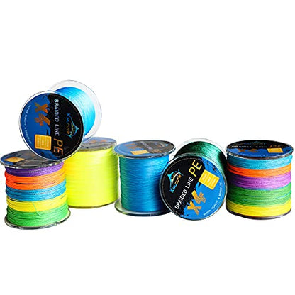Kmucutie Braided Fishing Line 4 Strands 10lb-80lb Superline Abrasion Resistant Braided Lines Super Strong High Performance PE Fishing Lines - color: Rainbow, size: 50LB/0.35MM/300YDS