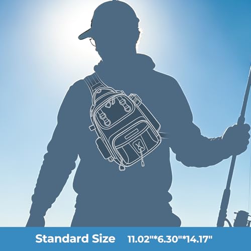 KastKing BaitSpace Fishing Sling Bag, Fishing Backpack with Rod & Beverage Holder, Tackle Bag for Fishing Gear - color: D: Black, size: Standard