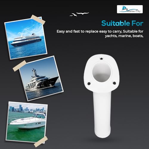 MARINE CITY Flush Mount Fishing Rod Holder 30 Degree Polypropylene, Durable, Lightweight, Easy Access for Fishing, Fits 2" Hole, Ideal for Kayaks, Boats and Yachts - color: White, style: 2 Pcs