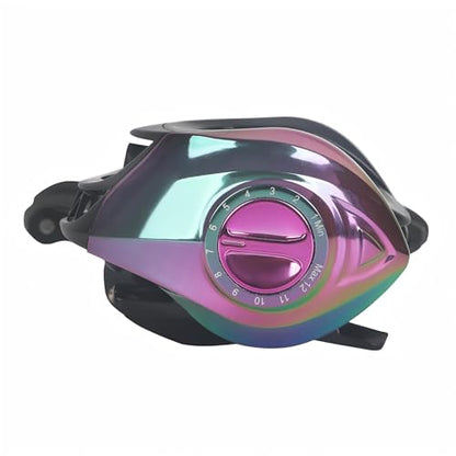 Baitcasting Reel,Carbon Fiber Drag Fishing Baitcaster Reels, Bait Cast Reel With 7.2:1 Gear Ratio 10+1 Ball Bearings 17.6lbs Max Drag Right Hand，Fish Gift For Man - color: XUANCAI