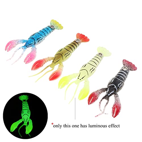 4pcs 3.5inch Crayfish Fishing Lures Bait, Lifelike Crayfish Fishing, Silicone Soft Crawfish Lures Bait Artificial Crawfish for Carp Bass