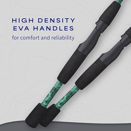 Shakespeare Reverb Spinning Reel and Fishing Rod Combo Durable Tubular Glass Rod Blank Construction, EVA Handle - color: Mossy Oak