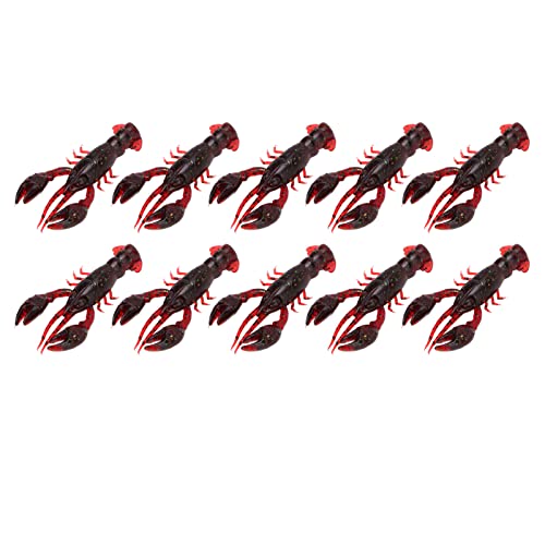 Flexible PVC Soft Fishing Lure Crawdad Baits, Set of 10 Portable Shrimp Lures, Reusable Elastic Bait for Outdoor Fishing Enthusiasts - color: Sauce red