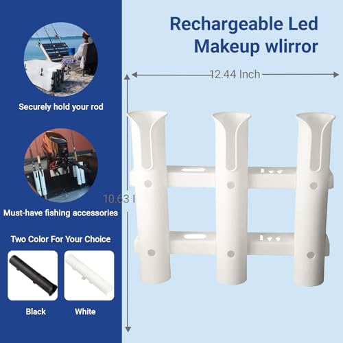Fishing Rod Holders Wall Mounted 3 Pole Tubes Adjustable Fishing Rod Holder Bracke for Boat Kayak Garage Cooler Trailer Portable with Hardware - color: White-3 Pole