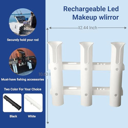 Fishing Rod Holders Wall Mounted 3 Pole Tubes Adjustable Fishing Rod Holder Bracke for Boat Kayak Garage Cooler Trailer Portable with Hardware - color: White-3 Pole
