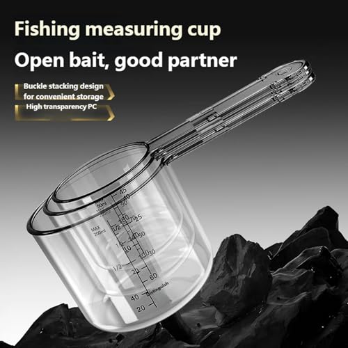 3 Piece Stackable Fishing Bait Mixing Cup Container Set Strong Construction Measuring Cup Set Safe for All Fishing Styles - color: Transparent Color