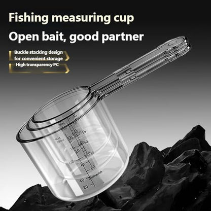 3 Piece Stackable Fishing Bait Mixing Cup Container Set Strong Construction Measuring Cup Set Safe for All Fishing Styles - color: Transparent Color
