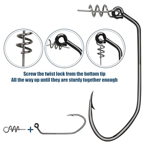 Twistlock Fishing Hooks, Swimbait Hooks Belly Offset Hooks Weighted Hook 1/0 3/0 4/0 for Soft Plastics Lures Fishing Saltwater Freshwater - color: 3/0 - 40PCS