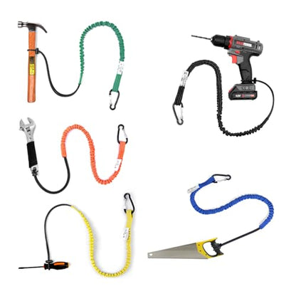 CYSKY 5 Pack Retractable Tool Lanyard with Aluminum Nut Lock Carabiner, Tool Tether Lanyards for Hand Power Tools, Maximum Weight Limit 13.6KG / 30lb (Blue) - color: Blue