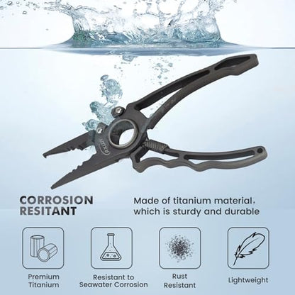 Titanium Fishing Pliers, Premium Saltwater Fishing Gear, Tungsten Cutters, Split Ring Hook Remover, Knot Tying Tool with Lanyard, Ice Fishing, Sea Fishing Kit Gifts for Men - color: With Lock