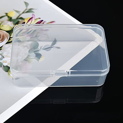 8 Pack Rectangular Clear Plastic Storage Containers | Hinged Lid, For Beads and Small Craft Items, 4.92 x 3.35 x 1.38 inch - size: 4.92 x 3.35 x 1.38 inch