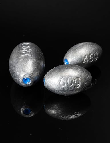 BLUEWING Egg Sinkers Fishing Weights Oval Shaped Fishing Sinkers Lead Fishing Sinker for Saltwater Fishing，1/8 oz to 7 oz - size: #5 1oz, 10pcs