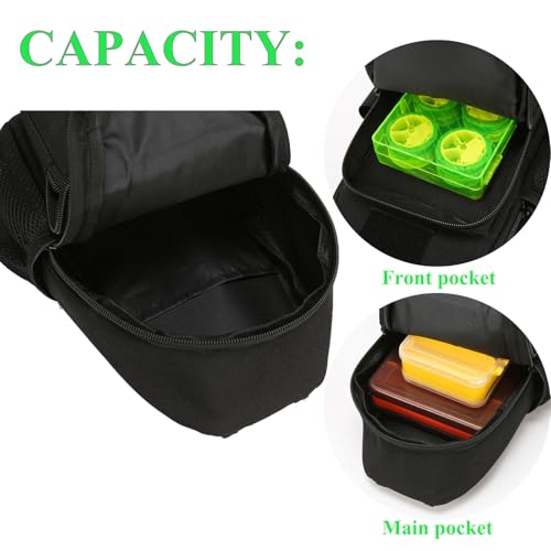 Fishing Sling Bag - Small Fishing Tackle Storage Bags with Rod Holder((Black) - color: Black