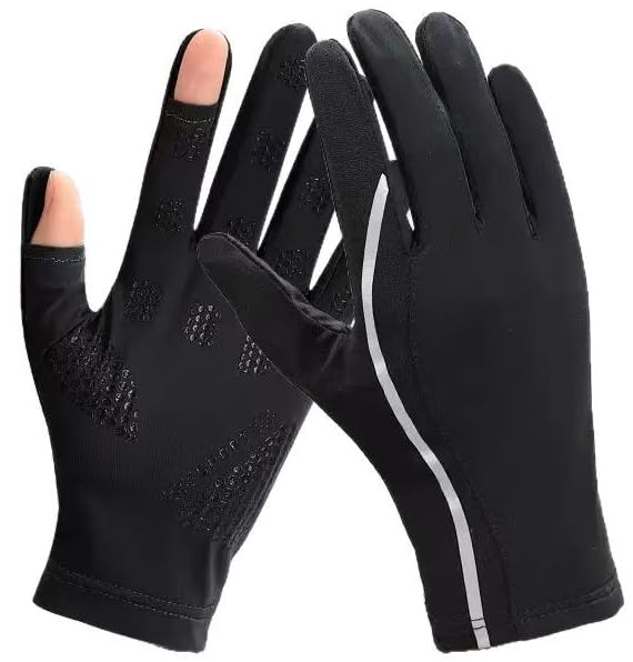 INOGIH Half-Finger Driving Gloves for Men Women,Summer Lightweight Non-Slip Sun-Gloves for Cycling Fishing Sailing Rowing - color: Black-2
