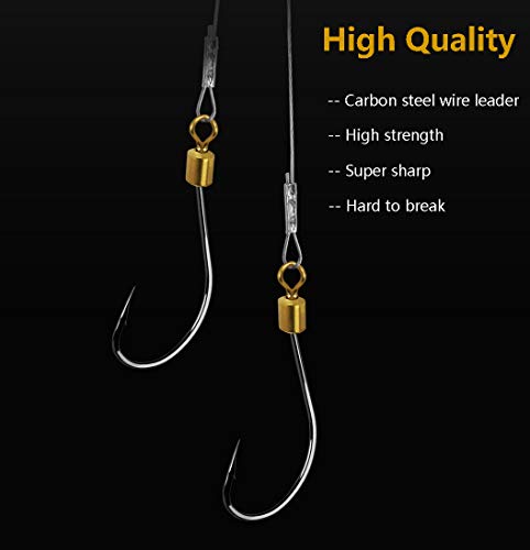 Dyxssm Fishing Hook and Leader, Fishing Rig Hooks with Wire Line Leader - size: 20#
