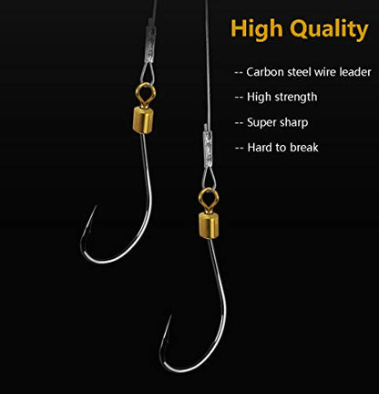 Dyxssm Fishing Hook and Leader, Fishing Rig Hooks with Wire Line Leader - size: 22#