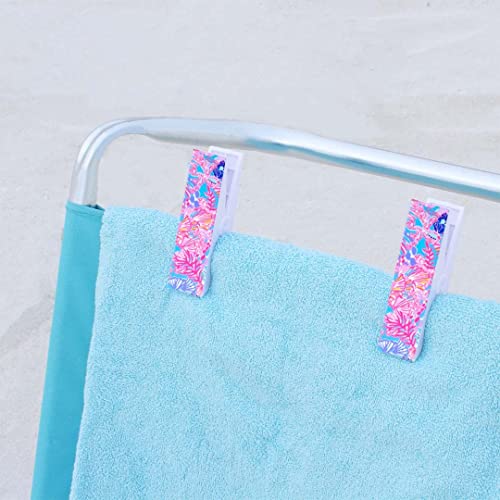 Lilly Pulitzer Water Resistant Vinyl Beach Day Pouch, Zipper Bag Includes Drink Hugger, Small Pouch, and Towel Clips - color: Splendor in the Sand