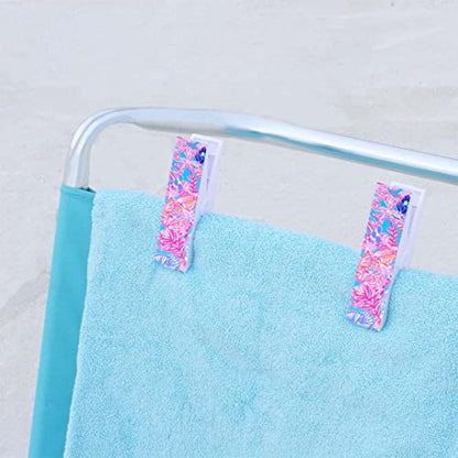 Lilly Pulitzer Water Resistant Vinyl Beach Day Pouch, Zipper Bag Includes Drink Hugger, Small Pouch, and Towel Clips - color: Splendor in the Sand