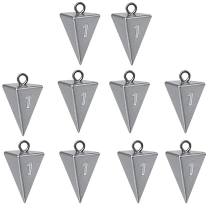 Pyramid Sinkers for Surf Fishing – Lead Fishing Weights, No-Roll Bottom Hold - style: 1oz- 10pcs