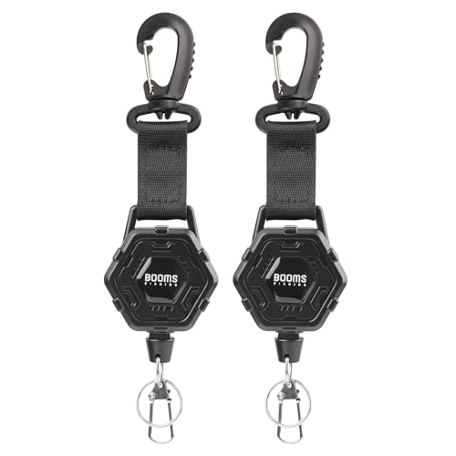 Booms Fishing RG5 Retractable Keychain with Belt Clip, 2-Pack Fishing Zinger Retractor, Heavy Duty Badge Holder, 2 Options - style: Basic Style