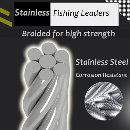 AMYSPORTS Freshwater Wire Fishing Leader Stainless Heavy Duty Wire Leader Fishing Saltwater Rigs Leaders Fishing Steel White Nickel - size: #3 (9.8in-40lb) 30pcs