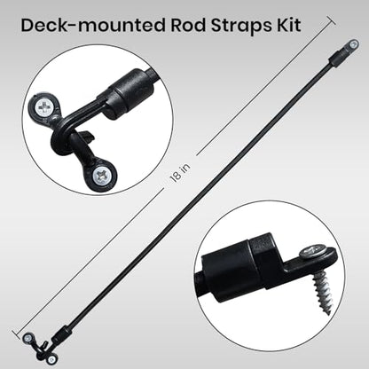Pristis 4 pcs 18'' High Strength Rod Straps for Boat, Elastic Durable Deck Mount Fishing Rod Tamer, Strong Rubber Bass Pole Keeper Adjustable Tie Down Saver with Stainless Screws for Kayak Trunk Bed