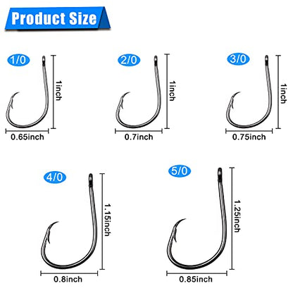 Inline Circle Hooks Saltwater, 100pcs Saltwater Fishing Hooks High Carbon Steel Fish Hook Straight Eye Octopus Hook for Catfish - size: 100PCS 6/0