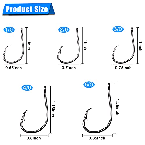 Inline Circle Hooks Saltwater, 100pcs Saltwater Fishing Hooks High Carbon Steel Fish Hook Straight Eye Octopus Hook for Catfish - size: 100PCS 4/0