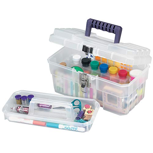 Akro-Mils 14-Inch Plastic Toolbox with Removable Tray, Steel Latch & Padlock Eye,Industrial-Grade Storage Box for Hobby Supplies, Crafts, and Tools, 14" x 8" x 8",Made in USA,Clear (09514) (Pack of 3) - size: 14-Inch x 8-Inch x 8-Inch (Pack of 3)