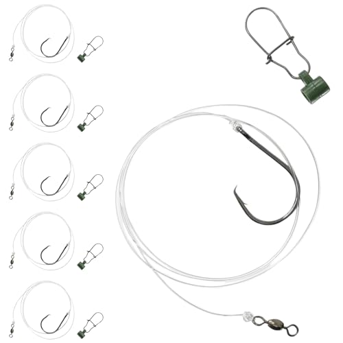 1,5 & 10-Pack Slider Rig 8/0 Circle Hook for Striped Bass - Uncle Mo's Tackle Saltwater Fishing Gear - Robust Slider, 4ft 60lb Monofilament Leader for Surf, Beach & Boat Fishing