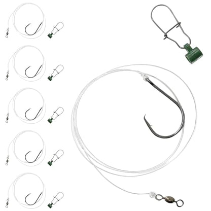 1,5 & 10-Pack Slider Rig 8/0 Circle Hook for Striped Bass - Uncle Mo's Tackle Saltwater Fishing Gear - Robust Slider, 4ft 60lb Monofilament Leader for Surf, Beach & Boat Fishing