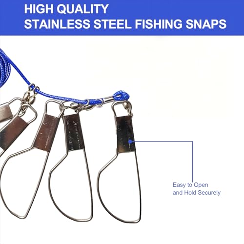 Fish Stringer，Fishing Stringer Set, 16ft Fish Holder Rope with 8 Rotating Snap Locks and Ground Anchor, Heavy Duty Fish Lock for Trout, Perch, Bass, Saltwater or Freshwater Use