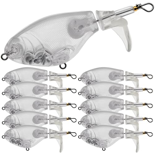 10pcs/20pcs Fishing Blanks Lures Kit Fishing Topwater Unpainted Swimbait Unpainted Crankbaits Hard Baits DIY Lure for Bass Salmon Trout Saltwater and Freshwater - color: H: 10Pcs 0.53oz/15g