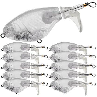 10pcs/20pcs Fishing Blanks Lures Kit Fishing Topwater Unpainted Swimbait Unpainted Crankbaits Hard Baits DIY Lure for Bass Salmon Trout Saltwater and Freshwater - color: H: 10Pcs 0.53oz/15g
