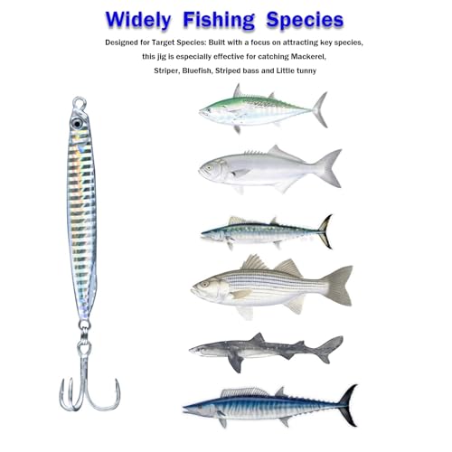 Saltwater Fishing Lures Fishing Jigs Fishing Spoons for Striped bass, Pompano, Spanish Mackerel ，Bluefish - color: Silver (3pcs), size: 1.40 oz + 1.80 oz + 2.00 oz / 40 g + 50 g + 60 g