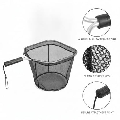 Rubber Mesh Landing Net Head Replacement, Aluminum Alloy Frame for Freshwater Fishing, Smooth Surface Design (1 Pack) - size: 13.78 x 11.81 x 11.42"