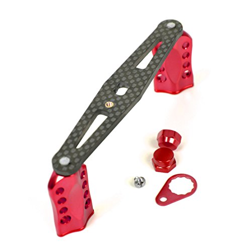NEW Replacement Carbon Fiber 6061 Aviation Aluminum Fishing Reel Handle knobs Accessories for Baitcasting Rocker - color: 02S-S RED