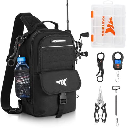 KastKing Everyday Essential Sling Tackle Bag & Tool Set, Fishing Scale & 3500-Tackle Box Waterproof, 7" Pliers, Lip Gripper - Fishing Gear and Gift for Men