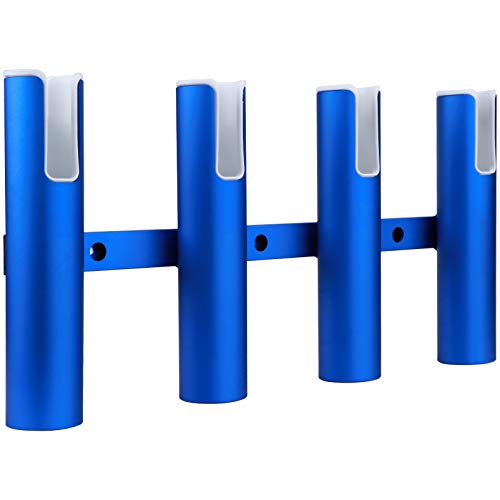 Aluminium Wall-Mounted Fishing Rod Holder for Boat, Garage & Marine - Holds Rods & Poles - color: Blue 4 Tubes