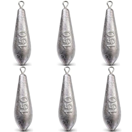 Teardrop Drop Shot Sinkers – Lead Fishing Weights & Sinkers for Bass, Catfish & Surf Fishing – Freshwater & Saltwater – 10 Sizes 1/2oz to 7oz, More Per Pack - style: 150g/5oz – 6pcs