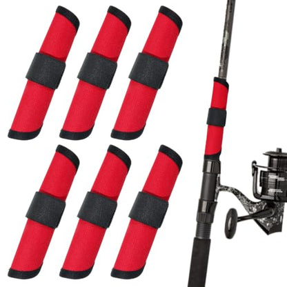 6 Pcs Lure Shield, 5.9 Inch Fishing Pole Hook Covers, Oxford Cloth Protective Sleeves for Rod Storage and Safety, Red & Black
