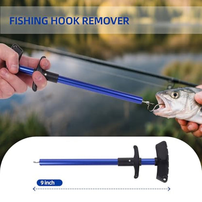 RAWILL Fishing Kit,Filleting Knife,Hook Remover,Fish Grip, Line Cutter,Fishing Scale, Pliers with Lanyards,Not Include Batteries - color: Blue