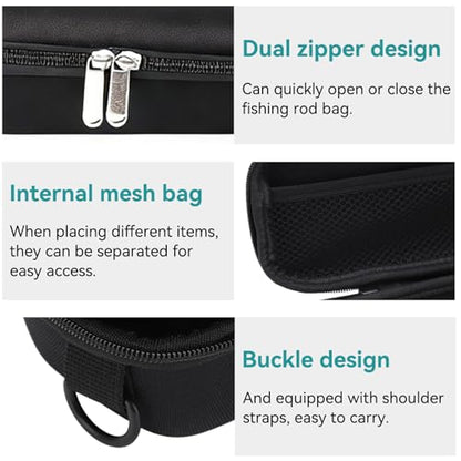 Travel Fishing Rod Case Hard Shell, Fishing Pole Carrying Case for Travel Fishing Rod Bag Carrier Case Fishing Pole Travel Case with Shoulder Strap for Fishing Tools