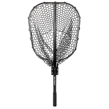YakAttack Floating Fishing Net with Rubber Netting |16” x 19” Hoop, 11” Depth, 56” Telescoping Aluminum Handle | Snag-Free Landing Net for Kayak, Canoe, or Boat Anglers | Black