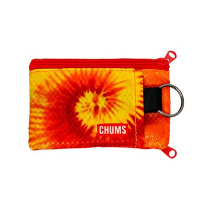 Chums Surfshorts Wallet - Lightweight Slim Wallet with RFID Blocking Card & Clear ID Window - Zippered, Water Resistant w/Key Ring (Orange Tie Dye) - color: ORANGE TIE-DYE